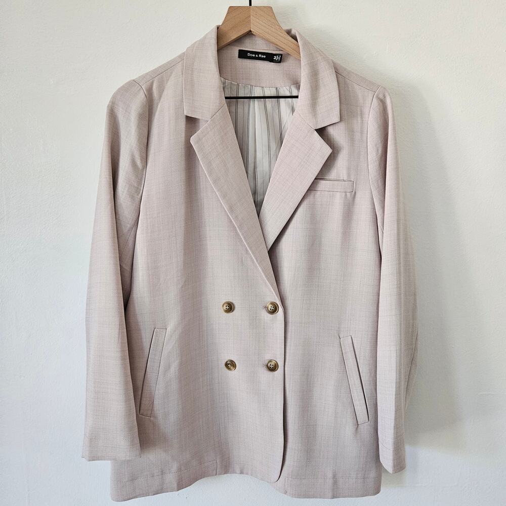 Doe & Rae Plaid Double Breasted Blazer Jacket M‎ Blush Pink
